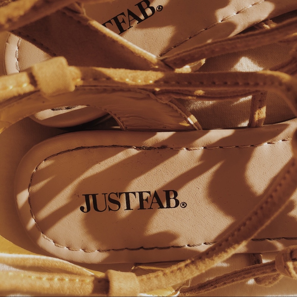 yellow wrap-around sandals